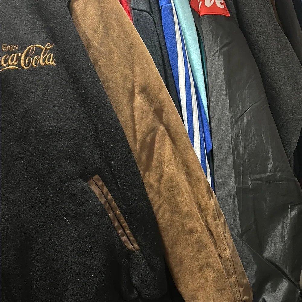Coca-Cola Black and Brown Varsity Bomber Jacket - Picture 3 of 3